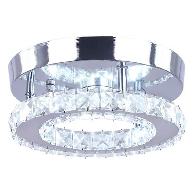 7.9" K9 Crystal LED Chandelier Flush Mount Ceiling Light, Cool White