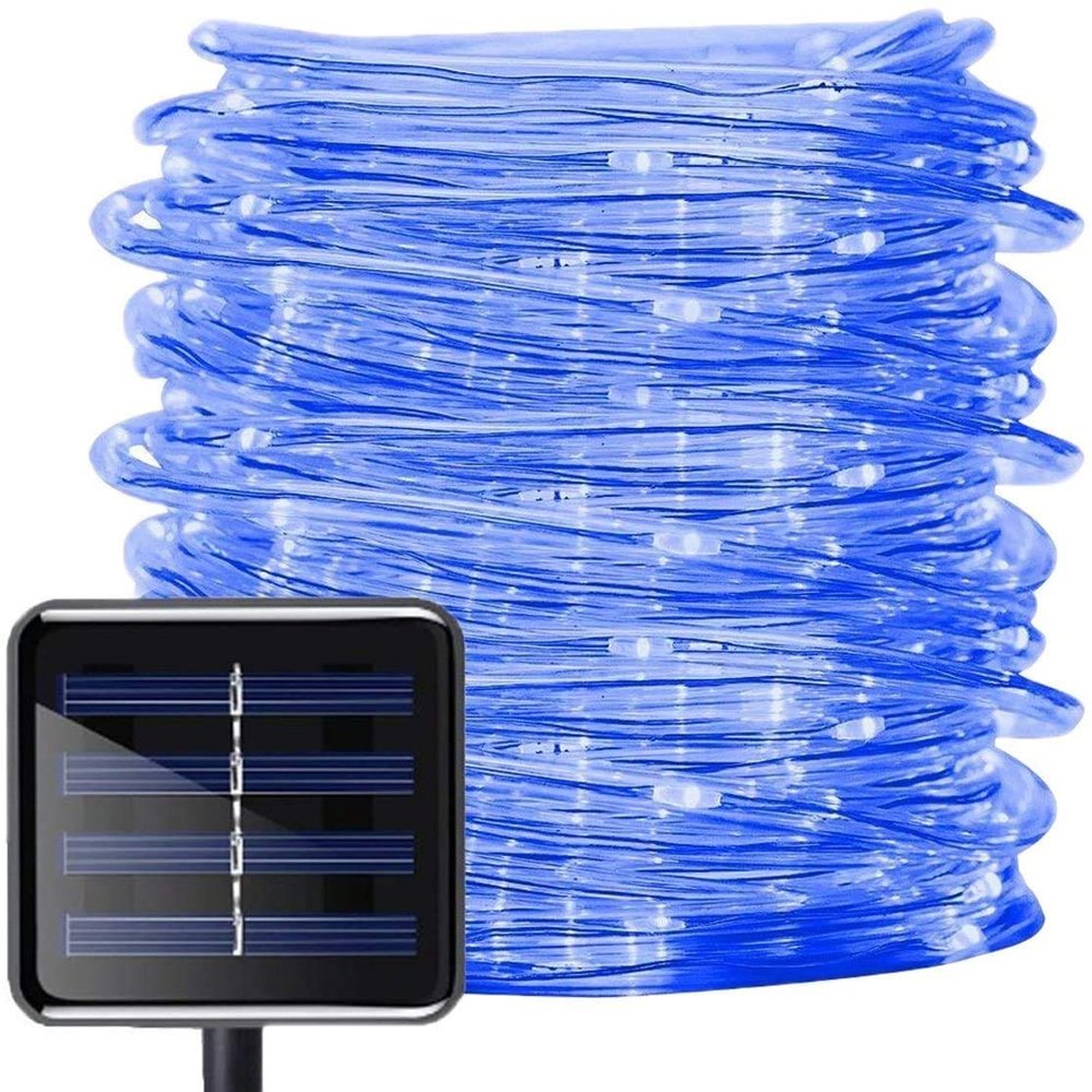AMZSTAR Solar Rope Lights, 100 LEDs 39ft/12M Waterproof Copper Wire Lights Tube, Outdoor Rope Lights for Garden Yard Path Fence Tree Wedding Party Decorative (Blue)