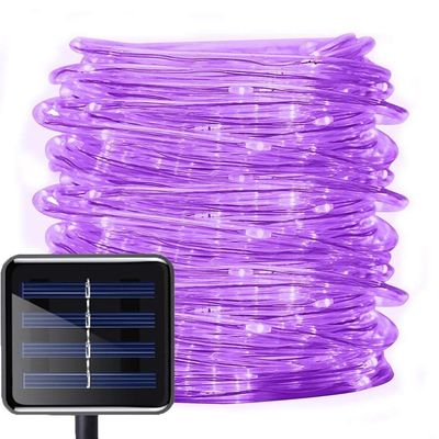 AMZSTAR Solar Rope Lights, 100 LEDs 39ft/12M Waterproof Copper Wire Lights Tube, Outdoor Rope Lights for Garden Yard Path Fence Tree Wedding Party Decorative (Purple)