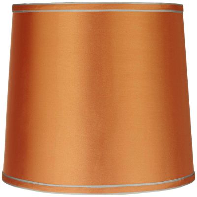 Sydnee Satin Orange Large Drum Lamp Shade 14" Top x 16" Bottom x 11" Slant x 11" High (Spider) Replacement with Harp and Finial - Springcrest