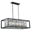 Catana 8L Crystal and Bronze Linear Chandelier Island Pendant Light Fixture view 1