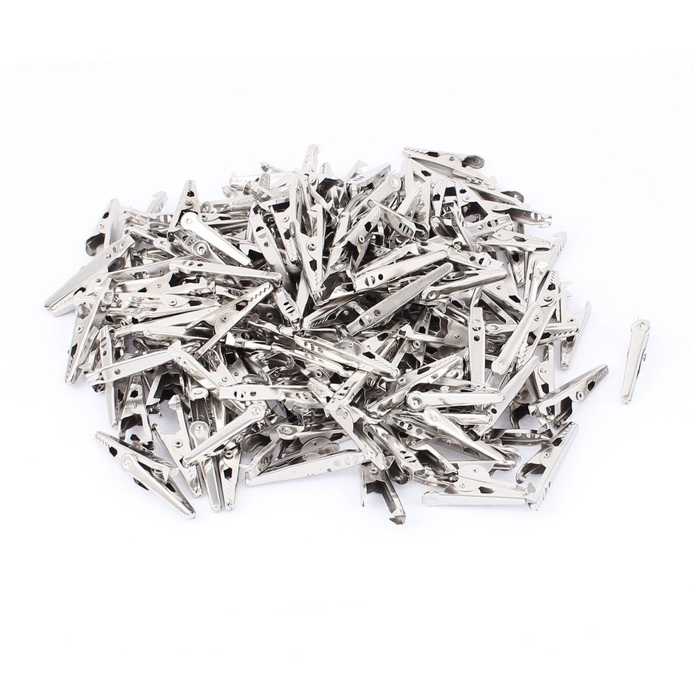 Aexit 200Pcs Non-Insulated Electrical Testing Electric Testing Alligator Clips Voltage Testers Crocodile Clamps