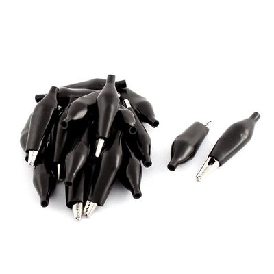 Aexit 20pcs Black Electrical Testing Insulated Alligator Testing Clamps Spring Clips for Voltage Testers Jumper Wire