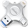MFi Certified iDiskk 128GB Flash Drive for iPhone 17 16 iPad USB 3.0 Lightning Drive 4 in 1 Multi Functional External Storage for iOS and Android Samsung Phones Type c Devices and MacBook Photo Drive view 1