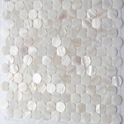 Genuine White Round Penny Mother of Pearl Mosaic Tile for Bathroom/Spa/Kitchen/Shower Backsplash (6 Sheets)