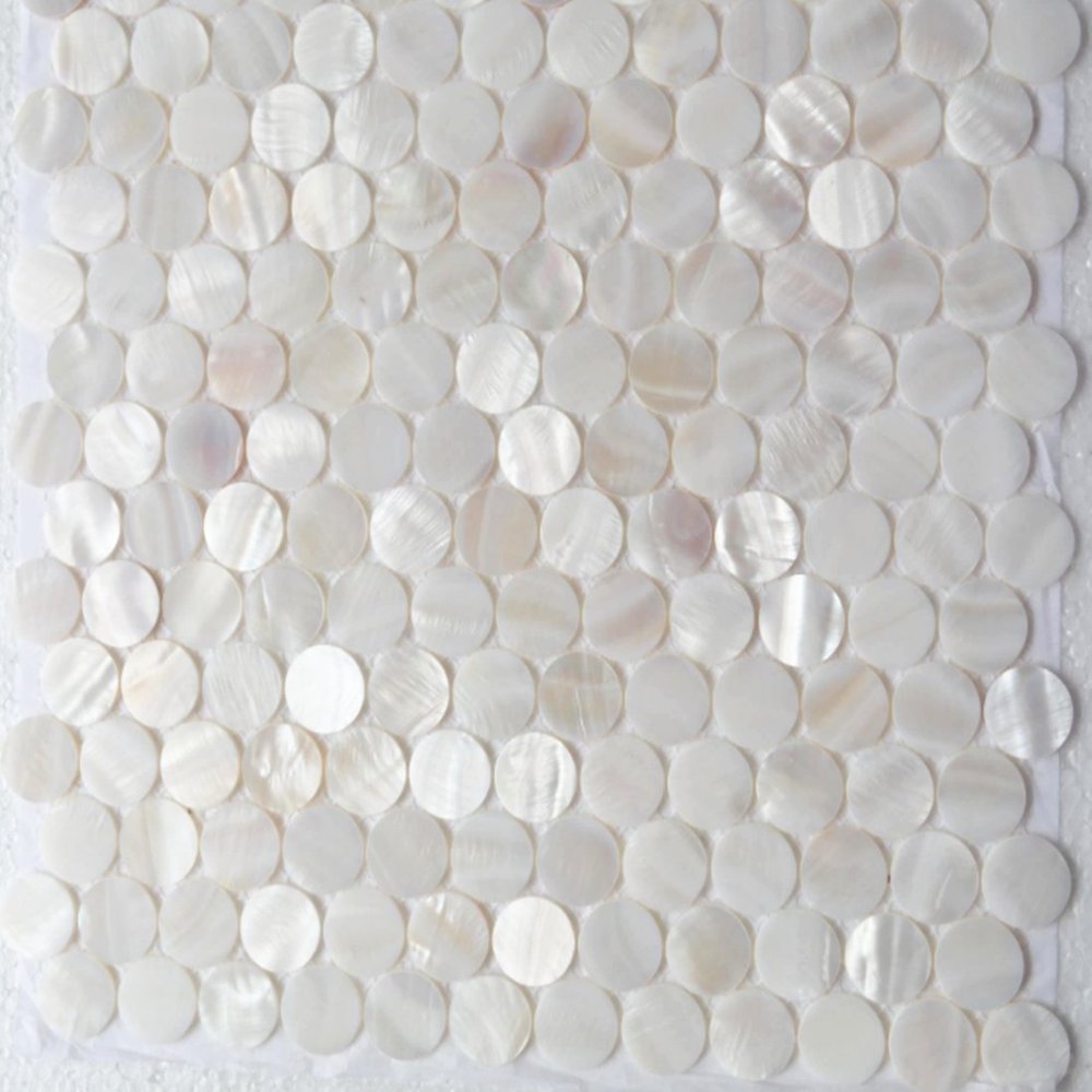 Genuine White Round Penny Mother of Pearl Mosaic Tile for Bathroom/Spa/Kitchen/Shower Backsplash (6 Sheets)