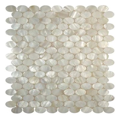 AFSJ Genuine White Oval Mother of Pearl Mosaic Tile for Bathroom/Kitchen/Shower/Spa Backsplash (6 Sheets)