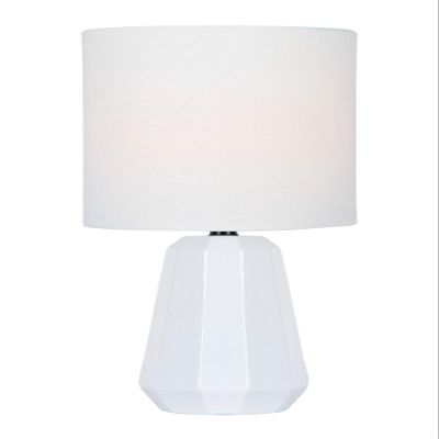 Lite Source MINI Table LAMP, White Ceramic/White Linen Shade, E27 A 60W LS-23212WHT