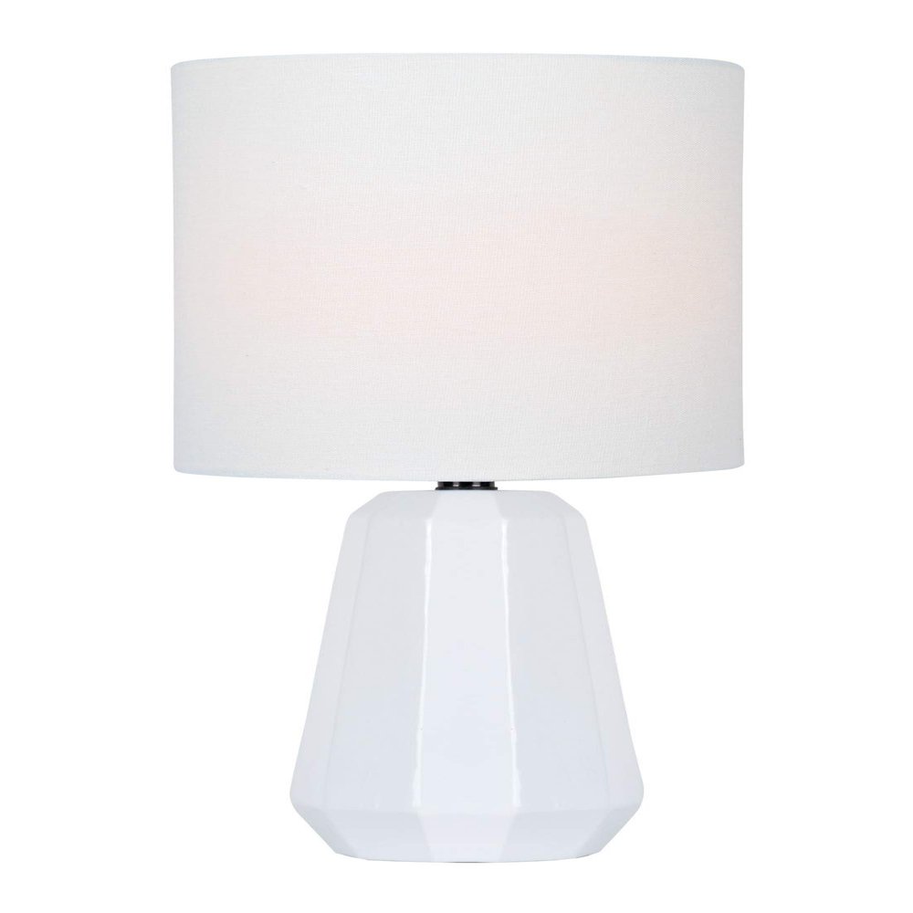 Lite Source MINI Table LAMP, White Ceramic/White Linen Shade, E27 A 60W LS-23212WHT