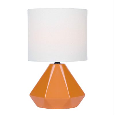Lite Source Mini Table LAMP, Orange Ceramic/White Linen Shade, E27 A 60W LS-23204ORN