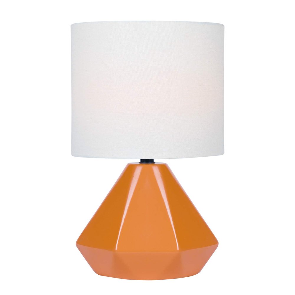 Lite Source Mini Table LAMP, Orange Ceramic/White Linen Shade, E27 A 60W LS-23204ORN