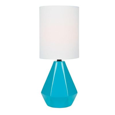 Lite Source Mini Table LAMP, Blue Ceramic/White Linen Shade, E27 A 60W LS-23204BLU