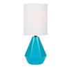 Lite Source Mini Table LAMP, Blue Ceramic/White Linen Shade, E27 A 60W LS-23204BLU view 1