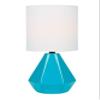 Lite Source Mini Table LAMP, Blue Ceramic/White Linen Shade, E27 A 60W LS-23204BLU view 2