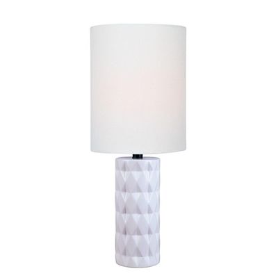 Lite Source Mini Table LAMP, White Ceramic/White Linen Shade, E27 A 60W LS-23202WHT