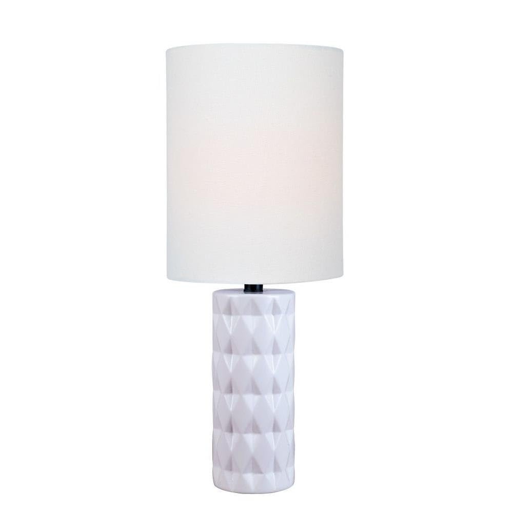 Lite Source Mini Table LAMP, White Ceramic/White Linen Shade, E27 A 60W LS-23202WHT