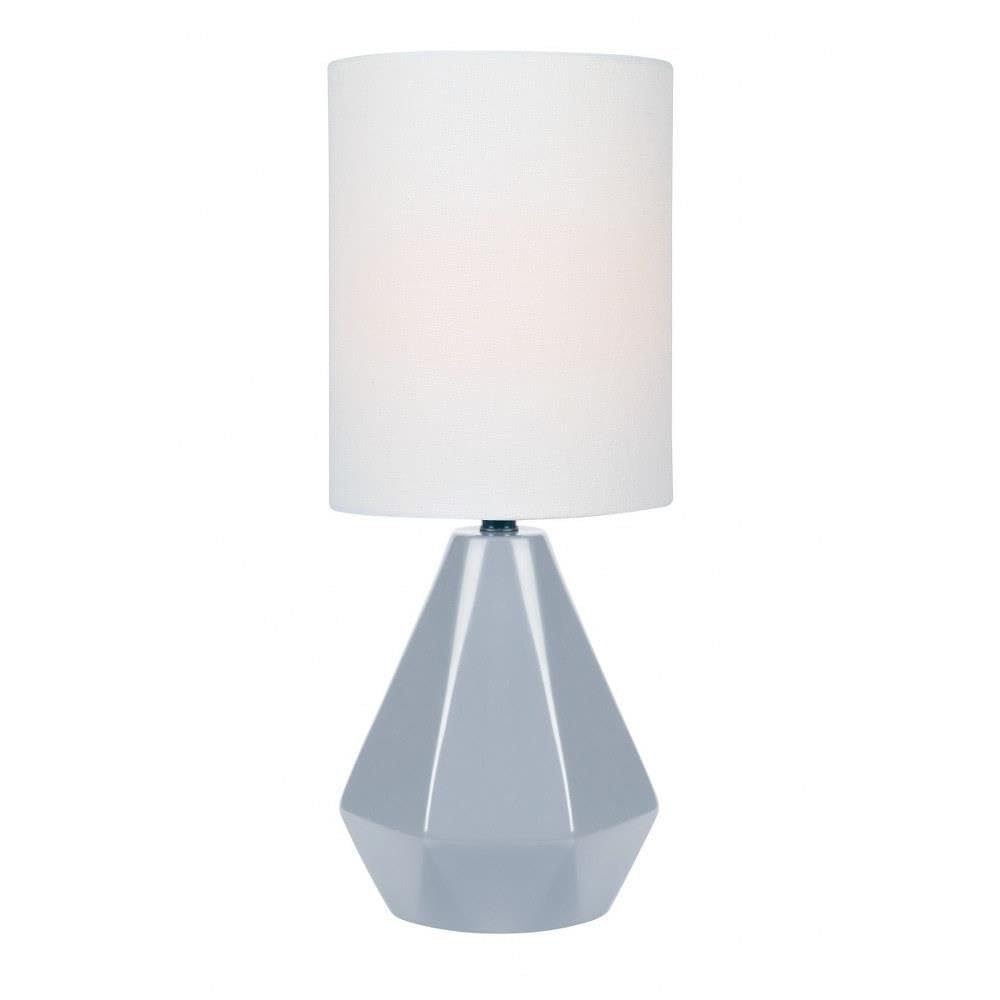 Lite Source Mini Table LAMP, Grey Ceramic/White Linen Shade, E27 A 60W LS-23204GREY