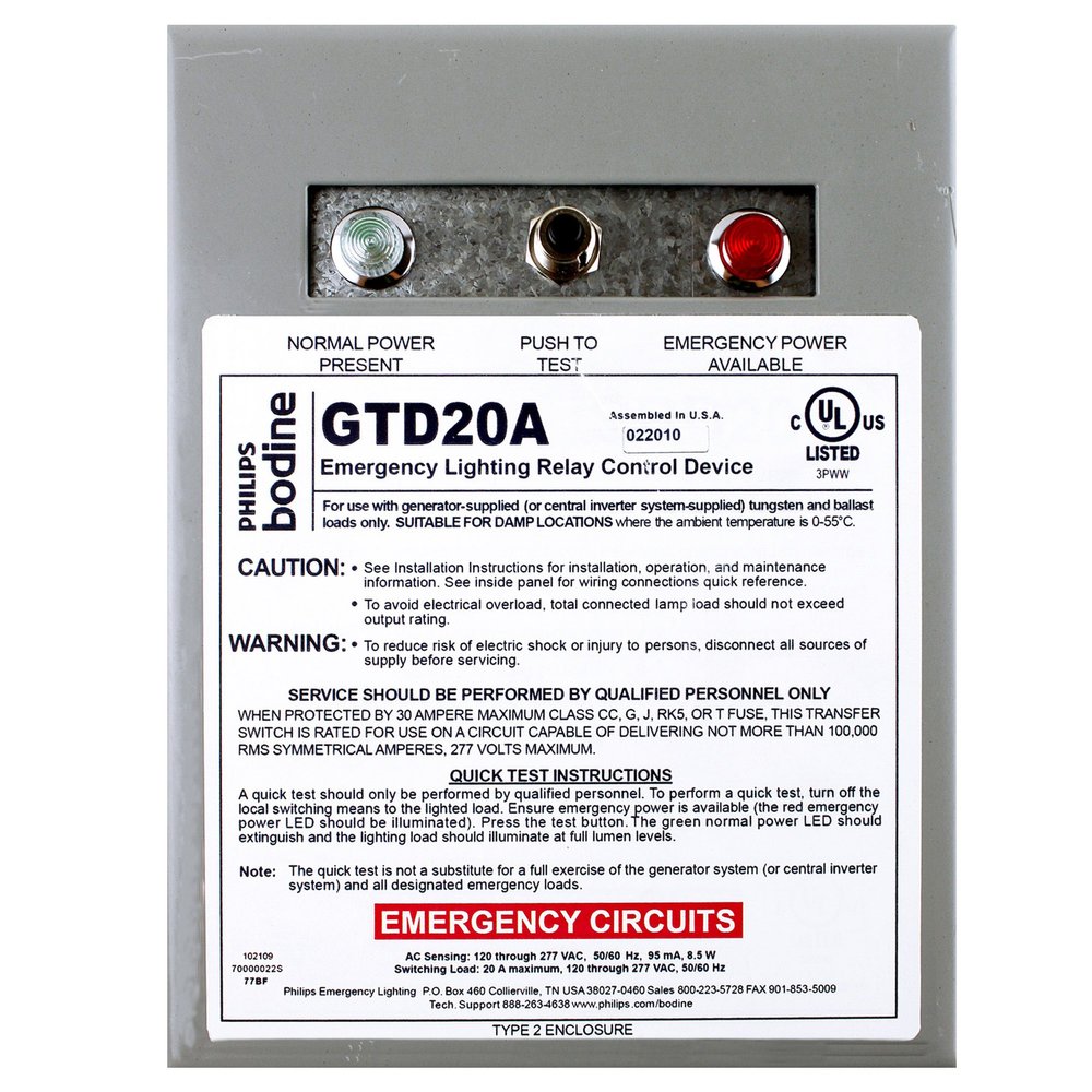 Bodine GTD20A Lighting Relay Control Transfer/Bypass Device