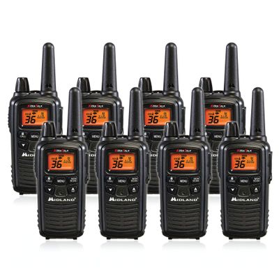 Midland LXT600VP3 FRS Two Way Radios - 8 Pack Bundle w/Chargers