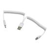 Seadream Coiled Type-C USB C Cable,Coiled Dual USB C to USB 2.0 A Male Y Splitter Charger Cable for Car Galaxy S9 S8, Note 8 7, C9 C7 Pro and Other Type-C Devices,Stretched to 3 Feet (White) view 3