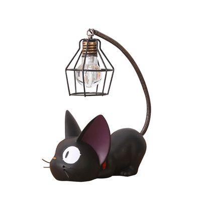 Jiji Cat Lamp: Resin Black Cat Design Lamp, Cute Resin Desk Light
