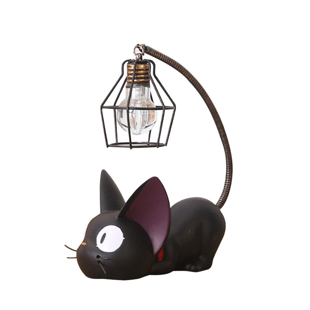 Jiji Cat Lamp: Resin Black Cat Design Lamp, Cute Resin Desk Light