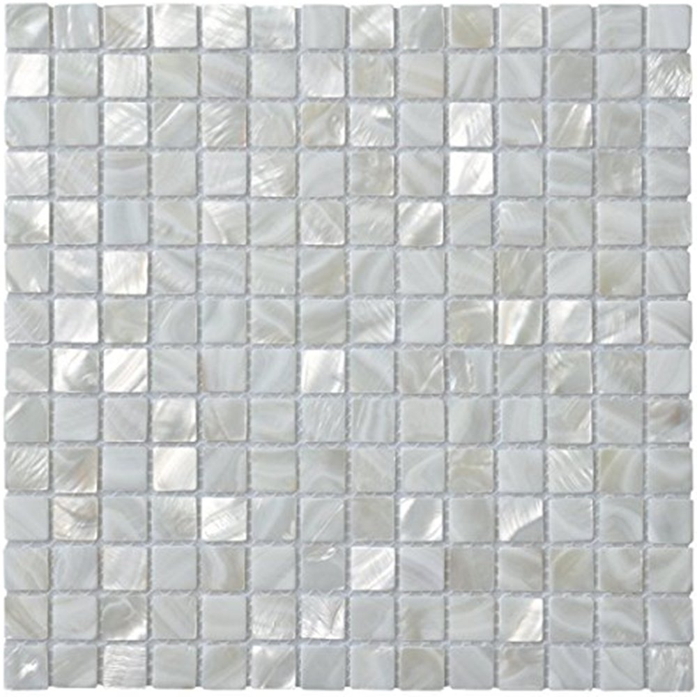 AFSJ Mother of Pearl Square Shell Mosaic Tile for Kitchen Backsplashes, Bathroom Walls, Spas, Pools 12" X 12" (6 Full Sheets)