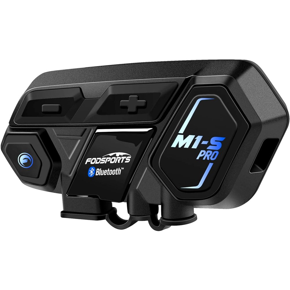 Fodsports Motorcycle Bluetooth Intercom, Music Sharing, M1S Pro 2000m 10 Riders Group Helmet Communication System Headset Universal Wireless Interphone (Waterproof/Handsfree/Stereo Music/GPS/2 Mic)