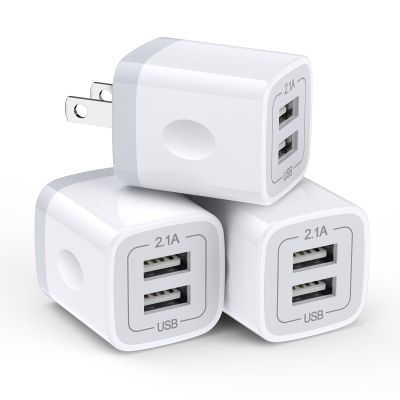 USB Wall Charger,Charging Adapter 2.1A Dual Port Charging Block Plug Head