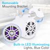 Pyle Waterproof Marine Wakeboard Tower Speakers - 4in Dual Subwoofer Speaker Set w/LED Lights & Bluetooth for Wireless Music Streaming - Boat Audio System w/Mounting Clamps PLMRLEWB47WB (White) view 2