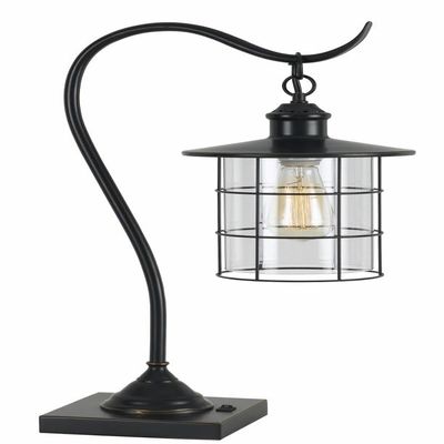 Cal Lighting 60W Silverton Desk Lamp (Edison Bulb Included), Dark Bronze, BO-2668DK-DB