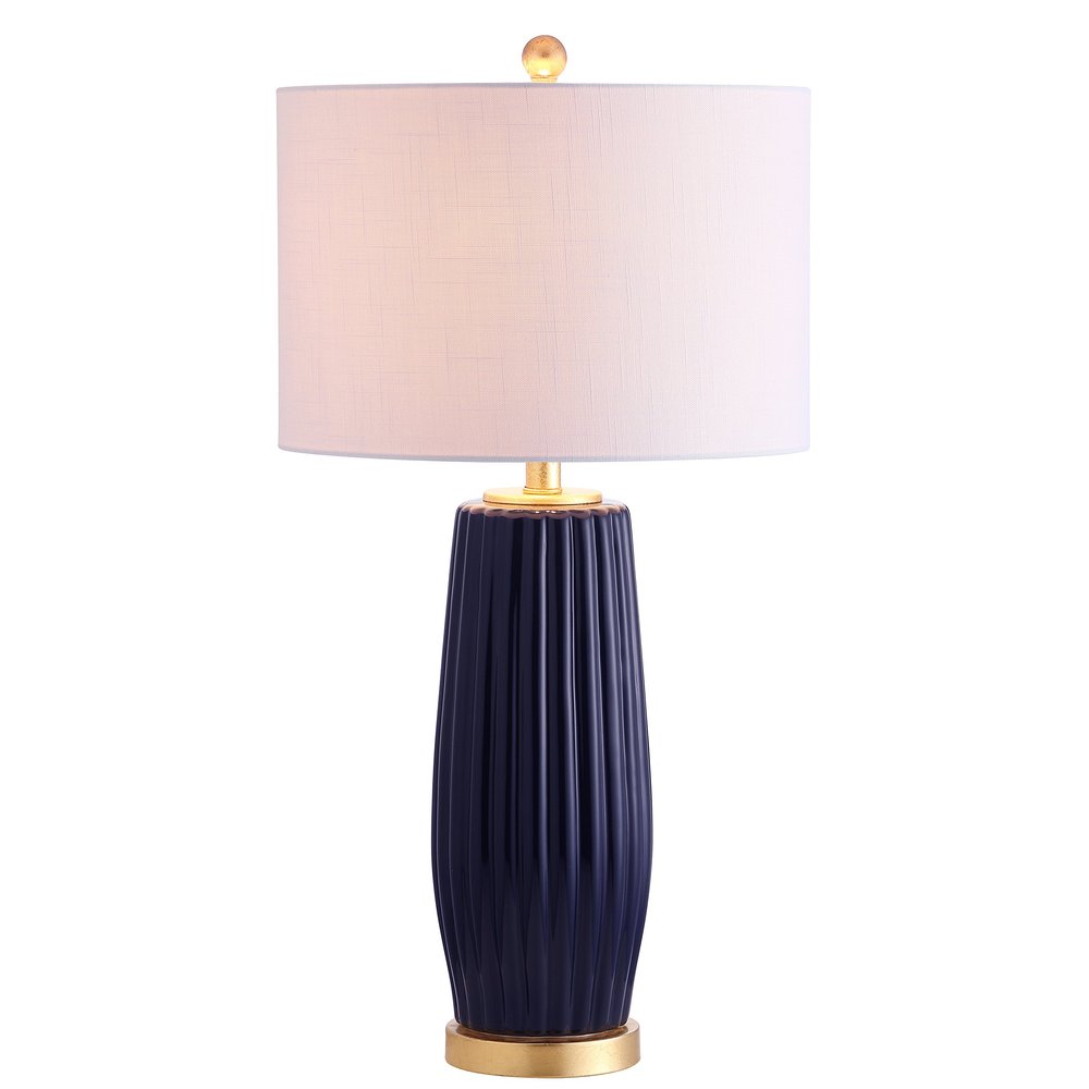 JONATHAN Y Roman Table Lamp 28.5" Modern Ceramic for Living Room, Navy