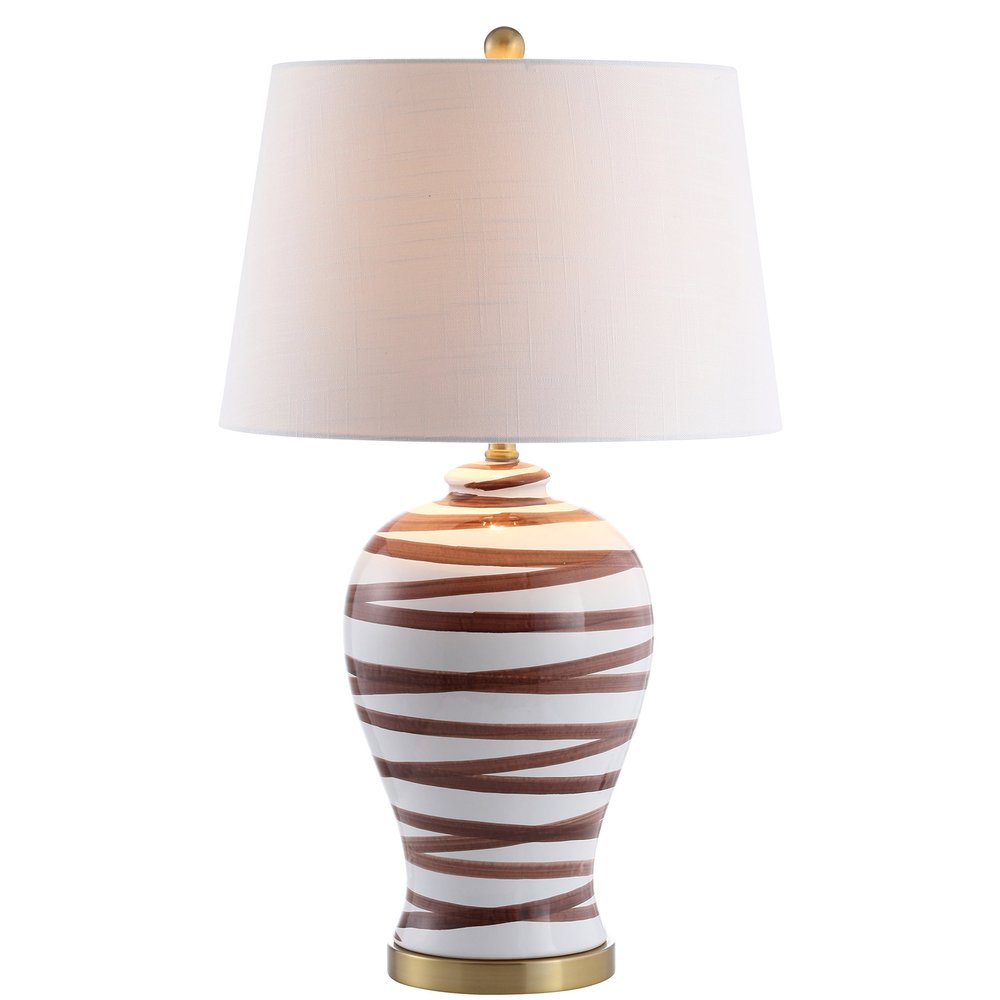 JONATHAN Y Joelie Ceramic Table Lamp Modern Coastal 29", Brown/White