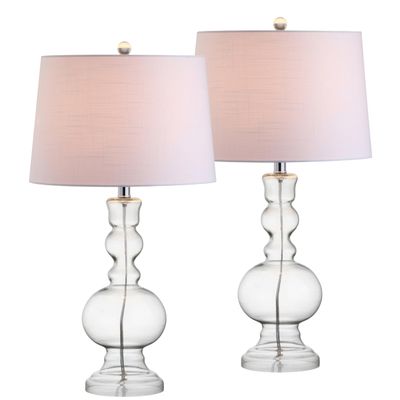 JONATHAN Y Genie 28.5" Glass Table Lamp, Clear, Set of 2