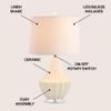 JONATHAN Y Tate 24.5" Ceramic Fluted Gourd LED Table Lamp, Cream view 2