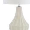 JONATHAN Y Tate 24.5" Ceramic Fluted Gourd LED Table Lamp, Cream view 4