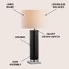 JONATHAN Y Dallas LED Table Lamp Ceramic Metal 31.5", Black/Chrome view 2