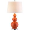 JONATHAN Y Bowen 27.5" Ceramic Triple Gourd Table Lamp, Coral/Chrome view 1