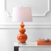 JONATHAN Y Bowen 27.5" Ceramic Triple Gourd Table Lamp, Coral/Chrome view 2