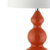 JONATHAN Y Bowen 27.5" Ceramic Triple Gourd Table Lamp, Coral/Chrome view 4