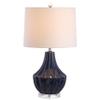 JONATHAN Y Tate 24.5" Ceramic Fluted Gourd LED Table Lamp, Navy Blue view 1