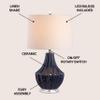 JONATHAN Y Tate 24.5" Ceramic Fluted Gourd LED Table Lamp, Navy Blue view 2