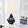 JONATHAN Y Tate 24.5" Ceramic Fluted Gourd LED Table Lamp, Navy Blue view 3