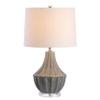 JONATHAN Y Tate 24.5" Ceramic Fluted Gourd LED Table Lamp, Gray view 1