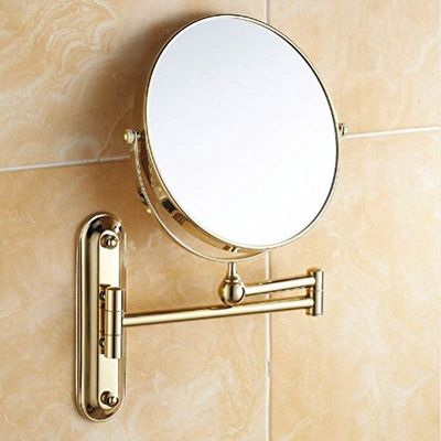 GOWE Gold Finish Wall Mount Bath Make up Mirror 8-inch Dual Sides Mirror