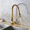 GOWE Gold Deck Mounted Kitchen Sink Faucet Swivel Spout Pull Out Mixer Tap Countertop Mixer Tap with Cover Plate view 1