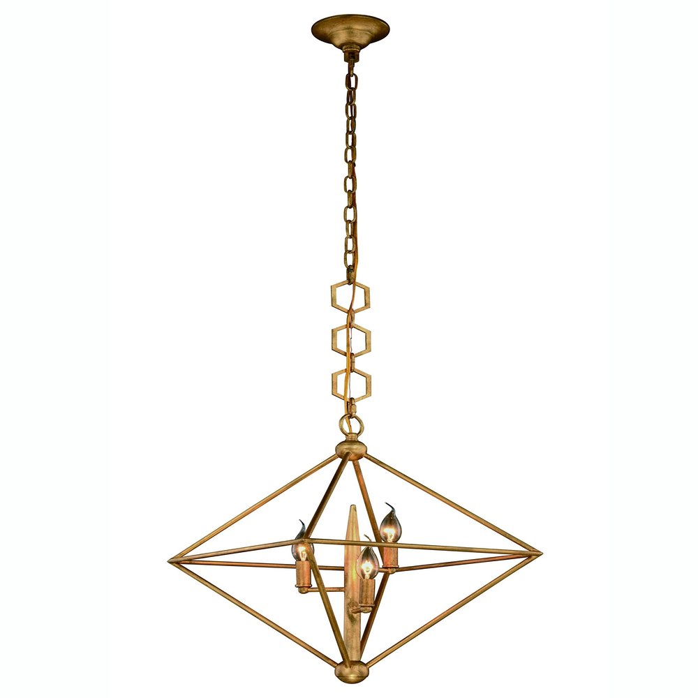 Elegant Lighting 1495D22GI Nora Collection Pendant Lamp D22" H24" 3-Light
