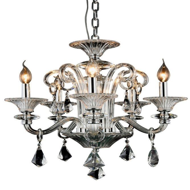 Elegant Lighting 7871D20C/RC Aurora Collection Pendant Lamp D20" H24" 5-Light