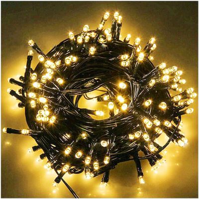 33ft Black Cord 100 LED Plug in Cozy Warm Christmas Fairy String Lights