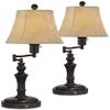 Corey 21 3/4" High Bronze Brown Table Lamps Set of 2 Swing Arm USB Charging view 1